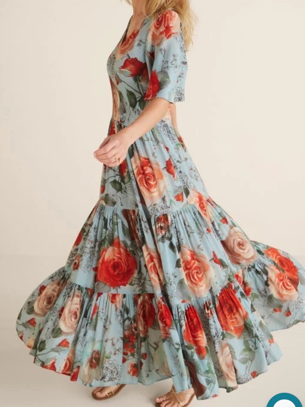 Soft Surroundings First Blooms MaxiDress Porcelain Rose Floral Size Large - Picture 4 of 15